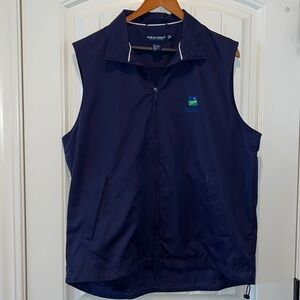 Men polo golf Ralph lauren navy full zip vest PGA Wachovia championship medium